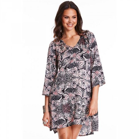 ODD MOLLY SEE ME DANCE L/S DRESS ASPHALT