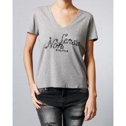 NON SENSE TEE V-NECK GREY MELANGE