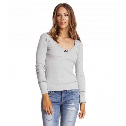 ODD MOLLY DROP NEEDLE L/S TOP LIGHT GREY MELANGE