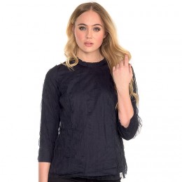 CATHRINE HAMMEL TULLE TOP LONGSLEEVE INK BLUE