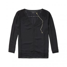 MAISON SCOTCH FEMININE EMBROIDED TOP BLACK