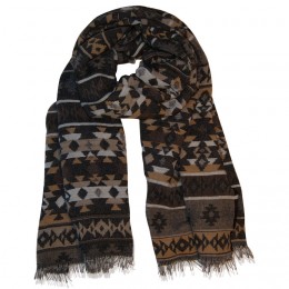 BLACK COLOUR INKA JAQUARD SCARF CAMEL