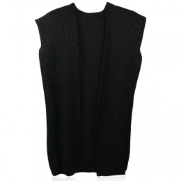 BLACK COLOUR PONCHO WEST HEAVY KNIT BLACK