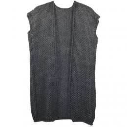 BLACK COLOUR PONCHO WEST HEAVY KNIT GREY