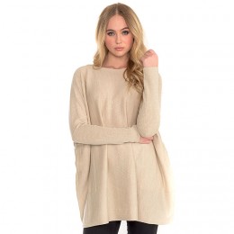 CATHRINE HAMMEL WIDE CREW NECK SAND MELANGE