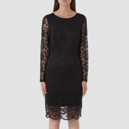 SELECTED FEMME CHARLOTTE LS LACE DRESS BLACK