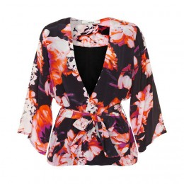 GESTUZ CLAIR KIMONO PINK/BLACK PRINT