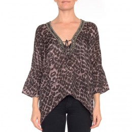 FRONTROW SESSY BLOUSE LEO PLUM