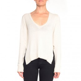 NON SENSE COTTON V-NECK PULLOVER TINTED WHITE