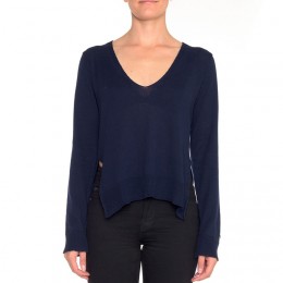 NON SENSE COTTON V-NECK PULLOVER MIDNIGHT