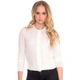 CATHRINE HAMMEL PETIT CARDIGAN W/ RUFFLE IVORY