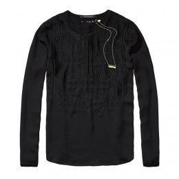 MAISON SCOTCH EMBROIDERED TOP BLACK