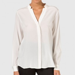 J.LINDEBERG EVE STRETCH SILK BLOUSE OFF WHITE
