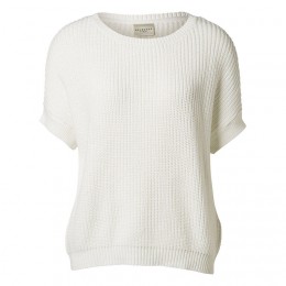 SELECTED FEMME FLORA SS KNIT PULLOVER SNOW WHITE