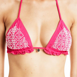 ODD MOLLY NUDIEFUL FRILL BIKINI TOP BRIGHT ROSE