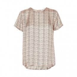 GESTUZ ALLY SS TOP PASTEL ROSE TAN PRINT