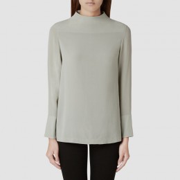 SELECTED FEMME HADLEY LS SILK TOP EX WROUGHT IRON