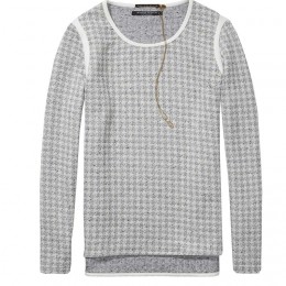 MAISON SCOTCH JAQUARD SWEAT ZIP GREY