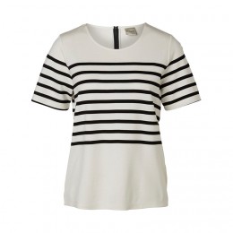 SELECTED FEMME MALMIK SS TOP SNOW WHITE/BLACKSTRI