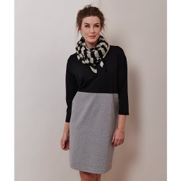 KAFFE BLOCK DRESS GREY & BLACK