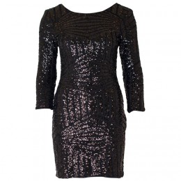 DRY LAKE OCTAVIA PATTERN DRESS BLACK 