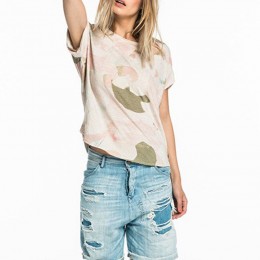 MAISON SCOTCH DENIM DRAPEY T-SHIRT COMBO D