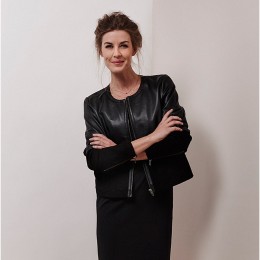KAFFE AMELIA LEATHER JACKET BLACK DEEP