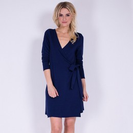 DRY LAKE JERSEY WRAP DRESS NAVY JERSEY