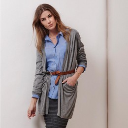 KAFFE LORA CARDIGAN GREY MELANGE
