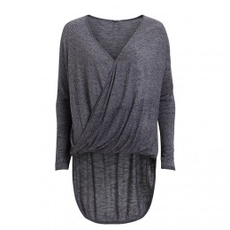 OBJECT NINNA L/S KNIT TOP MEDIUM GREY