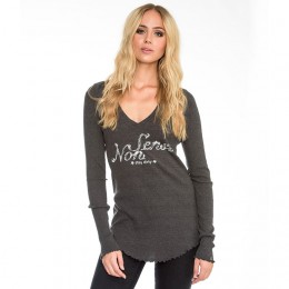 NON SENSE L/S V-NECK COTTON DARK GREY MELANGE 