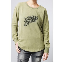 NON SENSE SWEAT CREW SLOUCHY ARMY GREEN