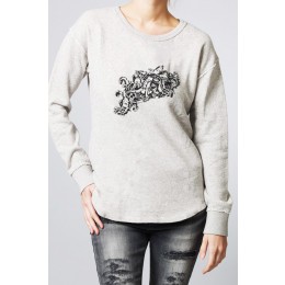 NON SENSE SWEAT CREW SLOUCHY WASHED WHITE