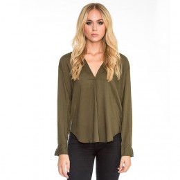 NON SENSE BLOUSE L/S DARK ARMY GREEN 