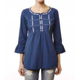 ODD MOLLY GOOD SIDE BLOUSE MID INDIGO