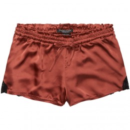 MAISON SCOTCH SILK SHORTS WITH LACE RHUBARB