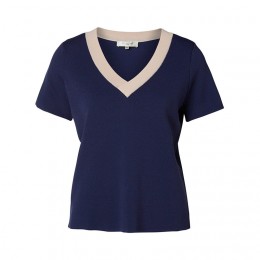 SELECTED FEMME SONIA SS KNIT TOP PATRIOT BLUE